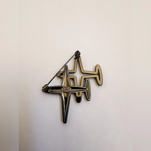 Chanel Silver-toned Airplane Brooch with Rhinestone Embelishments - Picture 3 of 4